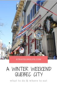How to spend 2 days in Quebec City, Canada including a full itinerary of things to do in Quebec City, where to eat in Quebec City, and where to stay in Quebec City. | winter in Quebec City | Quebec City things to do | Montmorency Falls | Old Town Quebec City | First Nations’ community of Wendake | Quebec City Ice Hotel | #QuebecCity #wintertravel #Canada