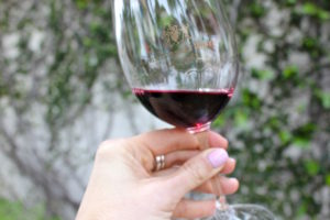 glass of red wine at Santa Barbara Winery in Santa Barbara, California