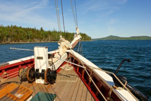 the windjammer schooner J & E Riggin out of Rockland, Maine, sailing Penobscot Bay