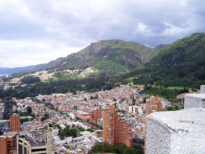 Bogota, Colombia, cityscape with mountains