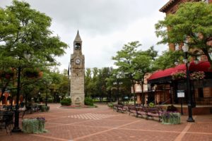 clock tower in Corning, New York